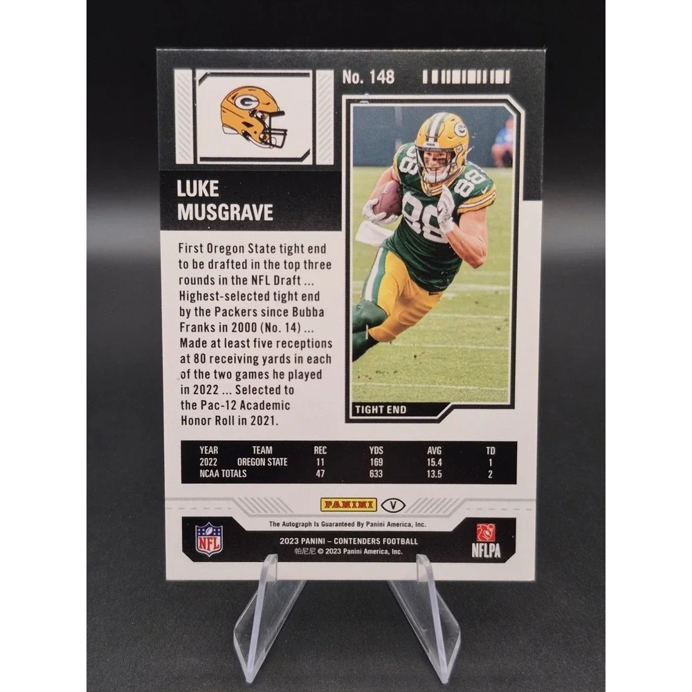 2023 Panini Luke Musgrave 148 Divisional Ticket Auto /99 RC Packers